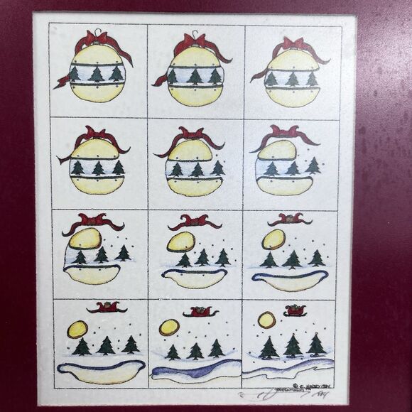 Vtg E Halsey Transformation Print From Ornament to Winter Scene Santa Signed - Picture 5 of 7